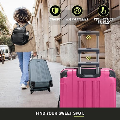 Kenneth Cole REACTION Out of Bounds Lightweight Hardshell 4-Wheel Spinner Luggage, Magenta, 2-Piece Set (20" & 28") - color: Magenta, size: 2-Piece Set (20" & 28")