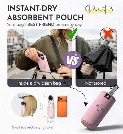Mini Umbrella for Travel Compact - UPF 100+ UV Sun Umbrella for Purse Backpack,Super mini Sturdy Pocket Folding Umbrella with Absorbent Sleeve, Heavy Duty Parasol - color: 1-Sakura