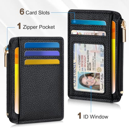 Tipmile Womens Credit Card Holder Wallet, Small Slim RFID Blocking Sleeve - color: Classic Black