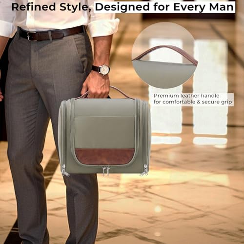 Ralnitote Toiletry Bag for Men, Large Hanging Travel Toiletry Bag, Green - color: Green
