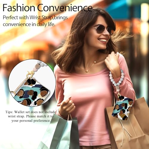 Yonlevres Credit Card Holder RFID Small Wallet Women Keychain Zipper - color: Black Girl