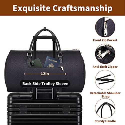 Convertible 2-in-1 Garment Bag for Travel With Toiletry Bag for Women & Men - color: G-black Houndstooth