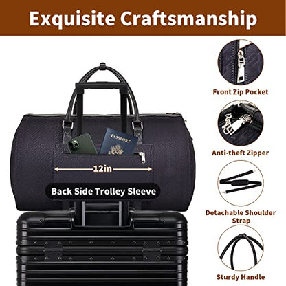 Convertible 2-in-1 Garment Bag for Travel With Toiletry Bag for Women & Men - color: G-black Houndstooth