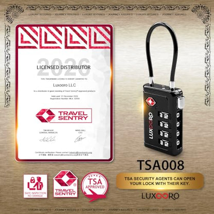 TSA Approved Luggage Lock with Alert Indicator, 4-Digit Resettable Combination, Durable Zinc Alloy Travel Lock for Suitcase, Backpack, Toolbox, Locker, All-Purpose, keyless – Black (2 Pack) - color: Black 2 Pack