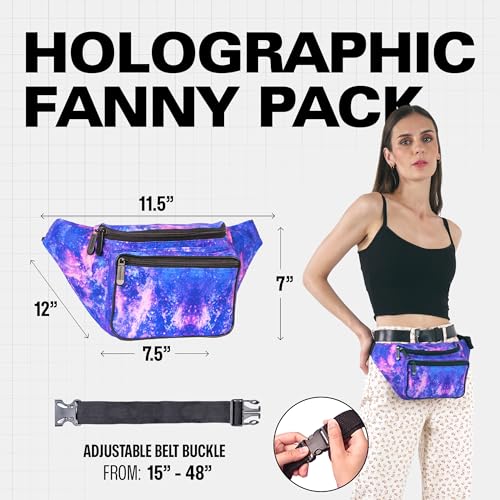 SoJourner Waterproof Holographic Fanny Pack, Galaxy Outer Space - color: Outter Space