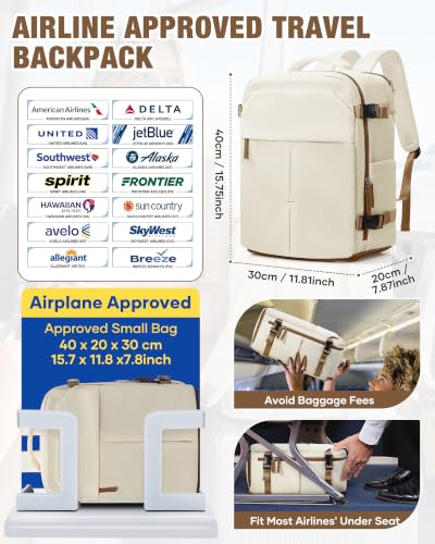 suradar Travel Backpack for Women Men Laptop Backpacks Carry On - color: A3-beige Brown
