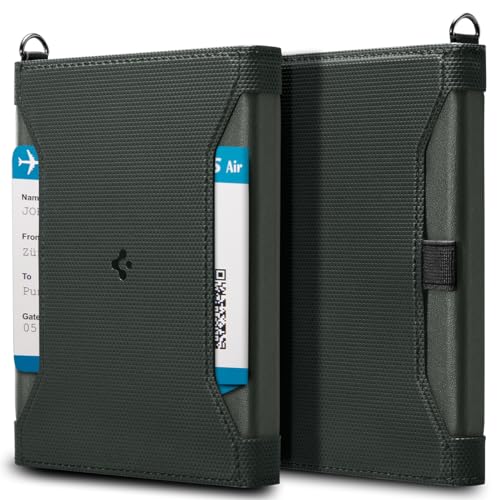 Spigen Life Passport Card Cover Holder, RFID Blocking | Travel Document Organizer, SIM Card Pin Included - Black - color: Military Green