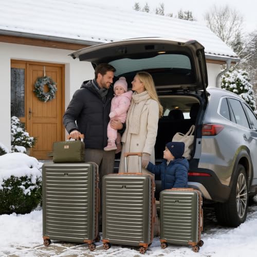 KUNEL Luggage Sets 5 Piece Suitcases with Wheels,ABS Hard Case Suitcases with Spinner Wheels, TSA Lock, Durable Travel Luggage - color: Olive