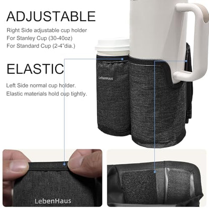 2 in 1 Luggage Cup Holder for Suitcase Airplane Drink Carrier Travel Black - color: black