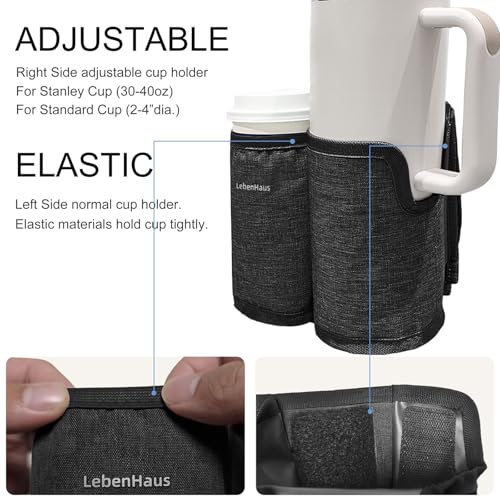 2 in 1 Luggage Cup Holder for Suitcase Airplane Drink Carrier Travel Black - color: black