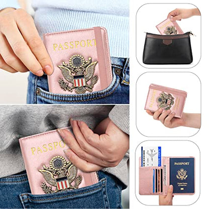 Premium Passport Holder for Travel RFID Blocking Passport Cover Slim - color: Rose Gold