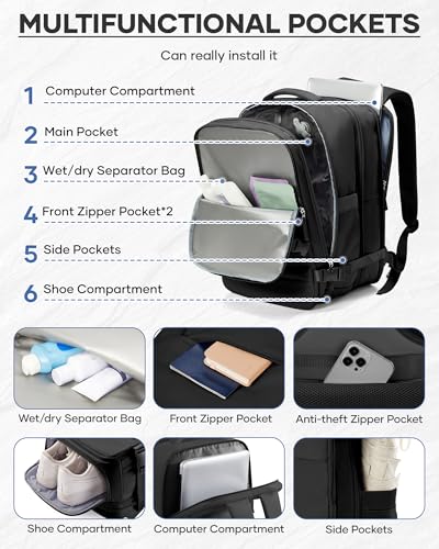 Vacuum Backpack Travel with Pump, Expanded Vacuum Travel Backpack for Women Men, Compression Carry On Luggage Personal Item Vacpack Backpacks Black - color: Black