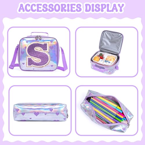 HTgroce Cute Rolling Backpack with Wheel,School Backpack for Kids Girl Roller Schoolbag Wheeled Backpacks Set Carry-on Luggage,Purple S - color: Purple, style: S