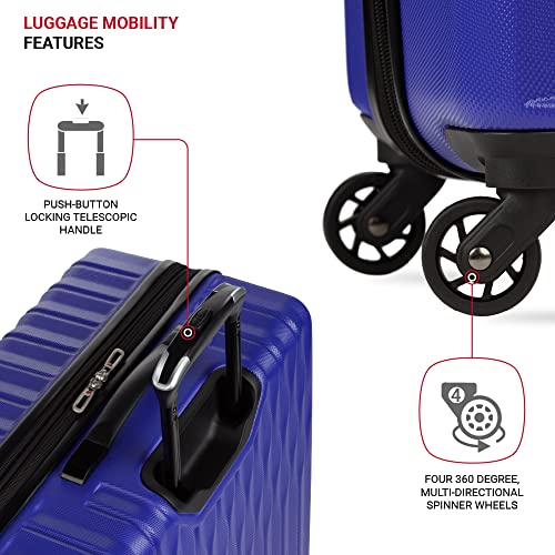 SwissGear 8018 Expandable Luggage, Hard Shell Large Luggage with Spinner Wheels - color: Blue Violet, size: Checked-Large 27-Inch
