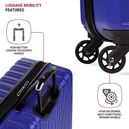 SwissGear 8018 Expandable Luggage, Hard Shell Large Luggage with Spinner Wheels - color: Blue Violet, size: Checked-Large 27-Inch