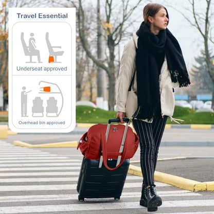TOPDesign Travel Duffel Bag, Puffy Carry On Overnight, Gym Bag w/Wet Pocket - color: Maroon