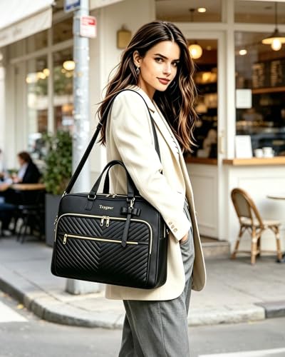 Taygeer 17 Inch Laptop Bag for Women, Leather Convertible Backpack Tote | 3 in 1 Waterproof Briefcase, Large Capacity, with Shoulder Strap, Professional Computer Handbags, for Work Office Business