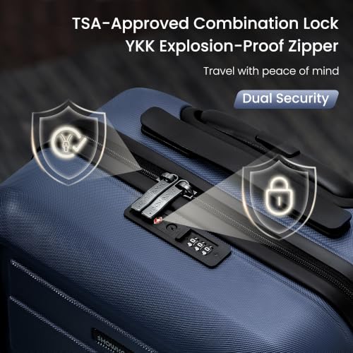 SHOWKOO G-Series Luggage set 3pcs, 100% PC Durable Hardshell Suitcase - color: Deep Blue, size: 3-Piece Set (20/24/28in)