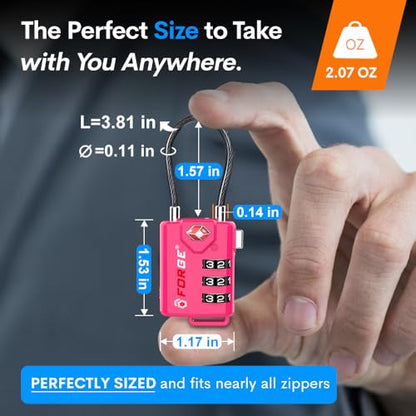 Forge TSA Approved Luggage Locks, Open Alert Cable Lock, 4 Colors, 4 Pack - color: 4 Colors Cable 4 Pack