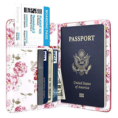 Coco Rossi Passport Holder for Travel Women Slim RFID Passport Cover Wallet - color: Burgundy