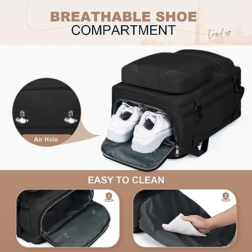 Maelstrom Travel Backpack for Men Women, 17.3" Laptop with Shoe Compartment - color: Black, size: 17.3 inch with shoe compartment