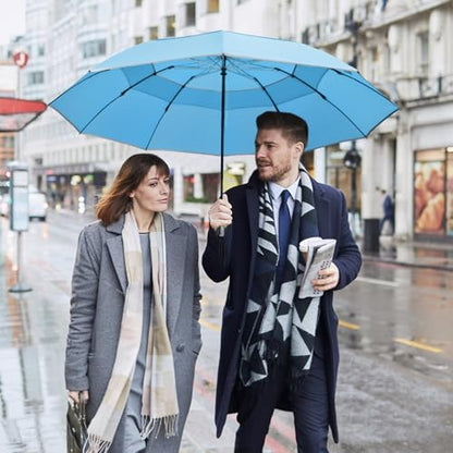 G4Free 54/62 Inch Large Inverted Golf Umbrella Windproof Reflective Stripe - color: Sky Blue, size: 62 inch