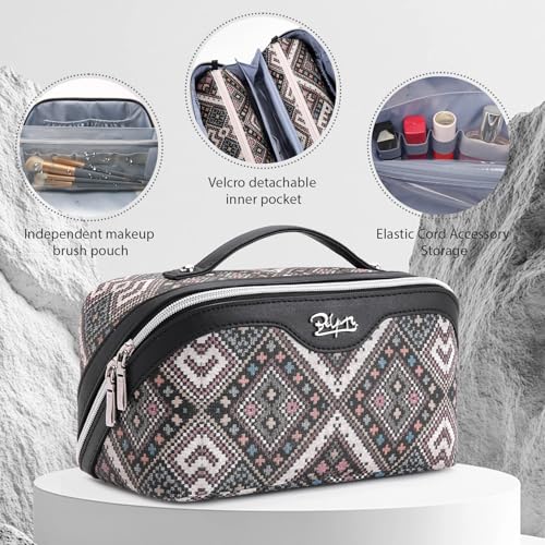 BOYATU Travel Makeup Bag Organizer: Boho Large Capacity Cosmetic Bag Sets - color: 10-Black