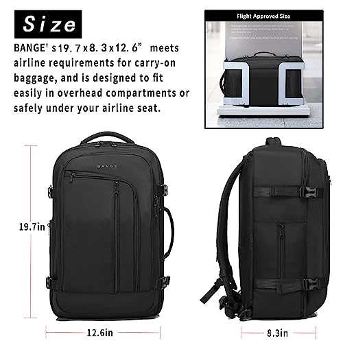 BANGE Travel Overnight Backpack,40-Liter FAA Flight Approved Weekender Bag Carry on Backpack… - color: Black