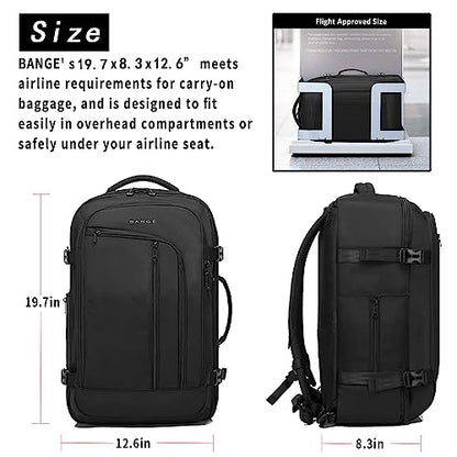 BANGE Travel Overnight Backpack,40-Liter FAA Flight Approved Weekender Bag Carry on Backpack… - color: Black
