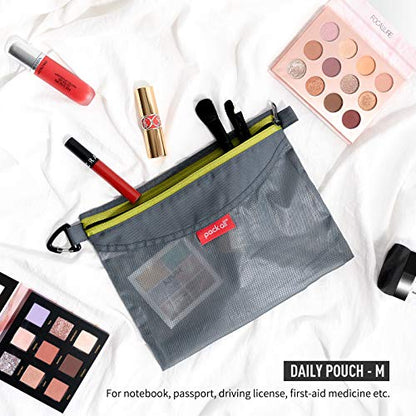 pack all 3 Pcs Water-Resistant Zipper Pouch, Mesh Zipper Bag - color: Grey, size: Set