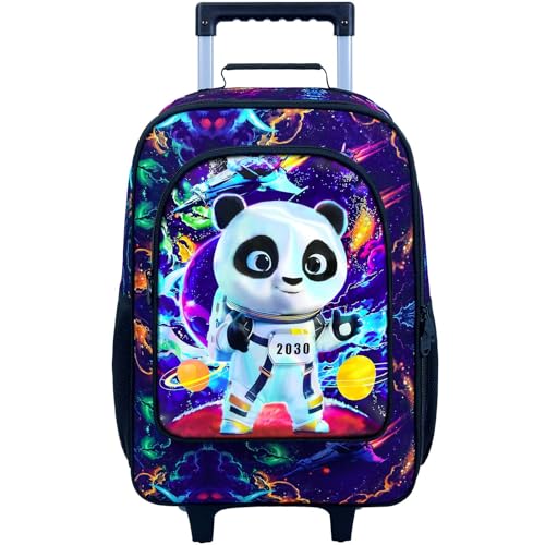Boys Suitcase, Kids Travel Suitcases with Wheels, Panda Carry on Rolling Luggage(Black) - color: Panda Purple
