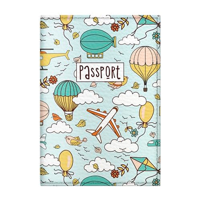 Passport Cover for Kids, Women and Men, Cute Travel Passport Holder (Dirigible Pattern) - color: 14. Dirigible Pattern