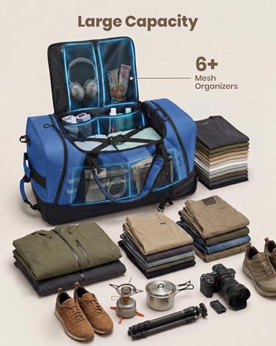 Fanwoli 120L Rolling Duffle Bag with Wheels, Foldable Travel Duffel - color: Blue-3