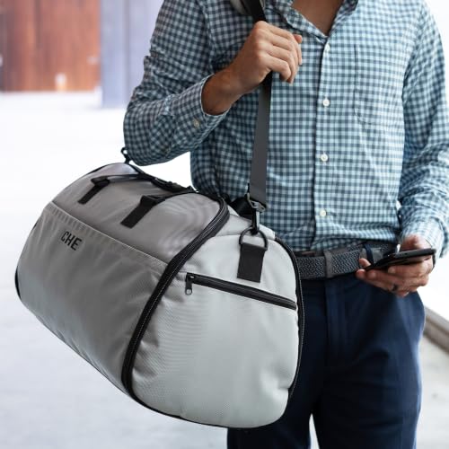 Suit Saver Convertible Hanging Garment Duffle Bag, Custom Embroidered, Blue, Black and Grey, Ballistic Nylon, with Adjustable Shoulder Strap and Separate Shoe Compartment (Grey) - color: Grey