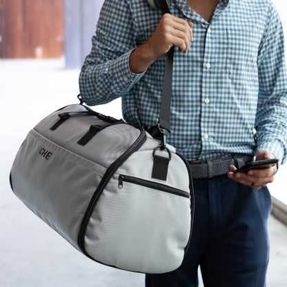 Suit Saver Convertible Hanging Garment Duffle Bag, Custom Embroidered, Blue, Black and Grey, Ballistic Nylon, with Adjustable Shoulder Strap and Separate Shoe Compartment (Grey) - color: Grey