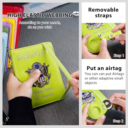 Passport Holder for Travel,Passport Cover Case with RFID - color: grass -green