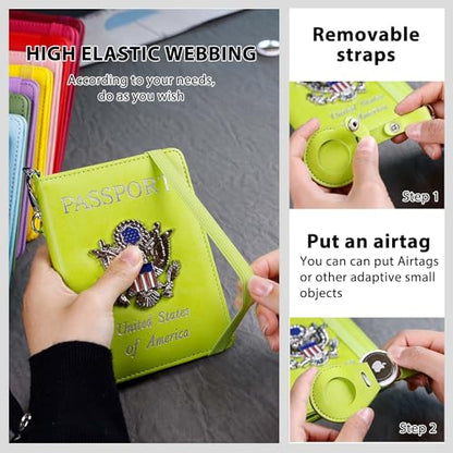 Passport Holder for Travel,Passport Cover Case with RFID - color: grass -green