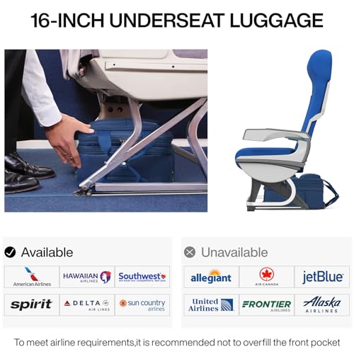 Hanke 16 Inch Underseat Carry On Luggage with 2 Wheels Airline Approved - color: Blue, size: 16 Inch