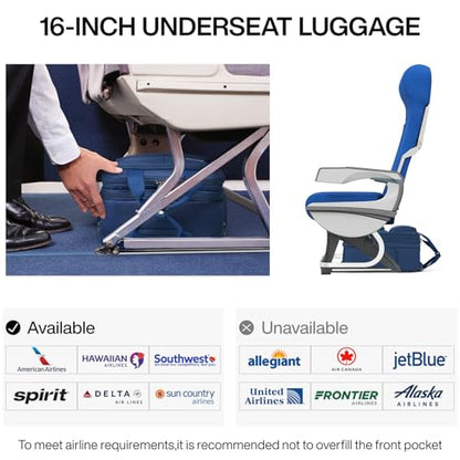 Hanke 16 Inch Underseat Carry On Luggage with 2 Wheels Airline Approved - color: Blue, size: 16 Inch
