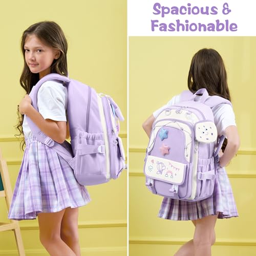 Fimibuke Kids Backpacks for Girls, 4 PCS Cute Bookbag Set for School Green - color: Mint Green