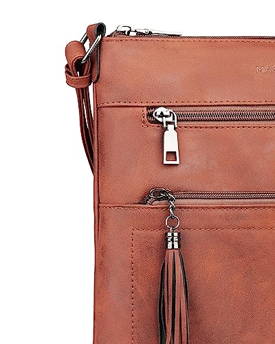 MASINTOR Crossbody Purses for Women, Multi Pocket Crossbody Bag - color: Retro Red Coffee