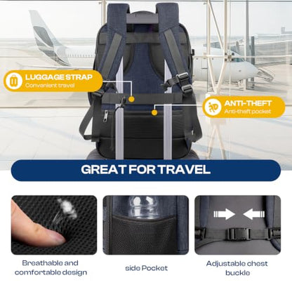 Expandable 1-7 Days Travel Backpack,TSA Approved Carry On Backpack - color: Blue, size: 18.4Inch