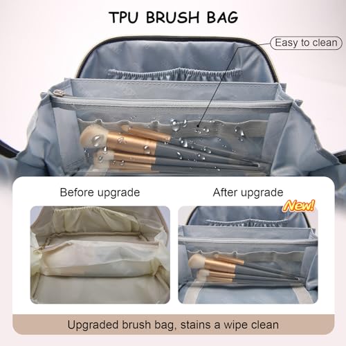 BOYATU Travel Makeup Bags Cosmetic Organizer Bag: 3-Set Make up Bag - color: 02-Light Brown