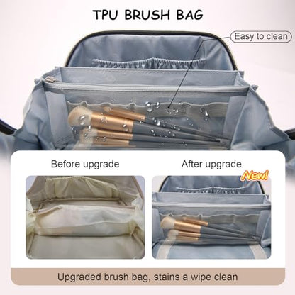 BOYATU Travel Makeup Bags Cosmetic Organizer Bag: 3-Set Make up Bag - color: 02-Light Brown