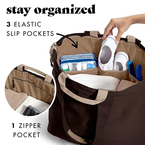 Fit & Fresh All The Things XL Beach Bag for Women, Oversized Travel Tote - color: Chocolate