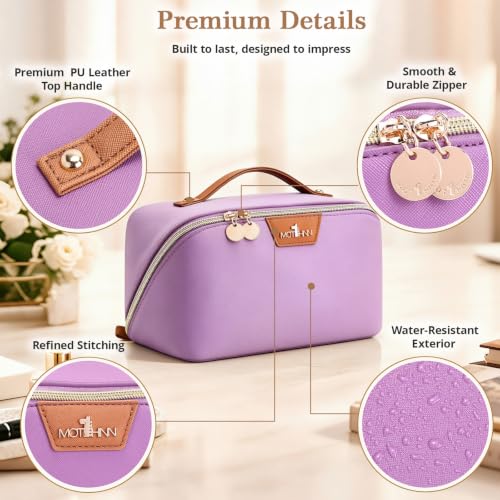 3-in-1 Large Travel Makeup Bag Organizer for Women - color: B08-Purple