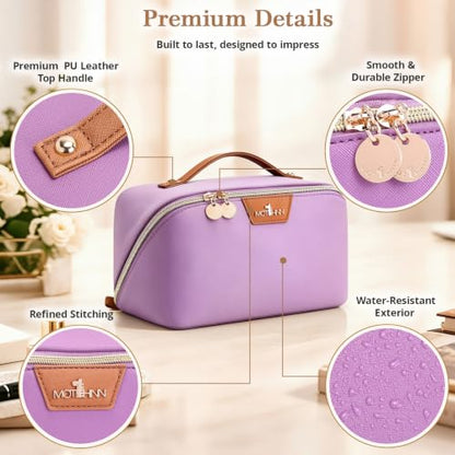 3-in-1 Large Travel Makeup Bag Organizer for Women - color: B08-Purple