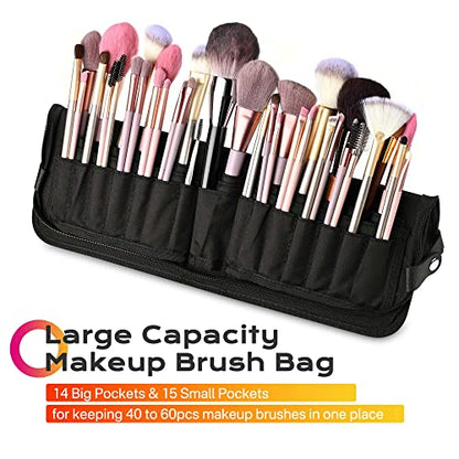 BYOOTIQUE Travel Makeup Brush Bag Foldable Holder Organizer Portable Artist - color: Classic Black