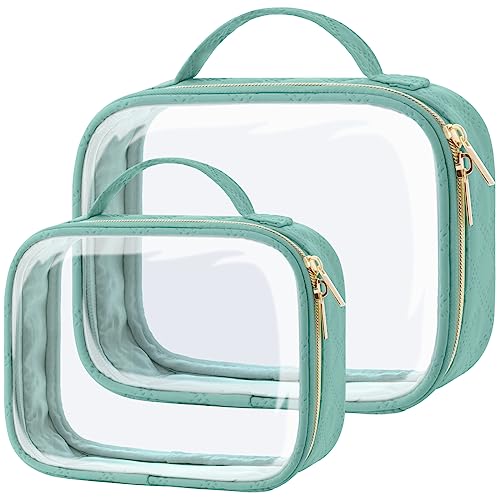 PACKISM Clear Makeup Bag Travel - TSA Approved Toiletry Bag, 2 Pack Green - color: 01 Turquoise Green, size: Full Vacation (Mixed Sizes)