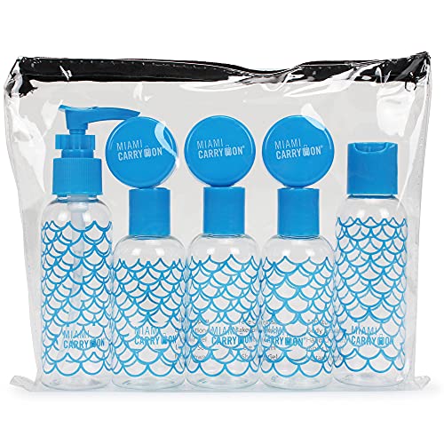 9 Piece TSA Approved Travel Bottle Set - BPA Free (Waves) - color: Waves